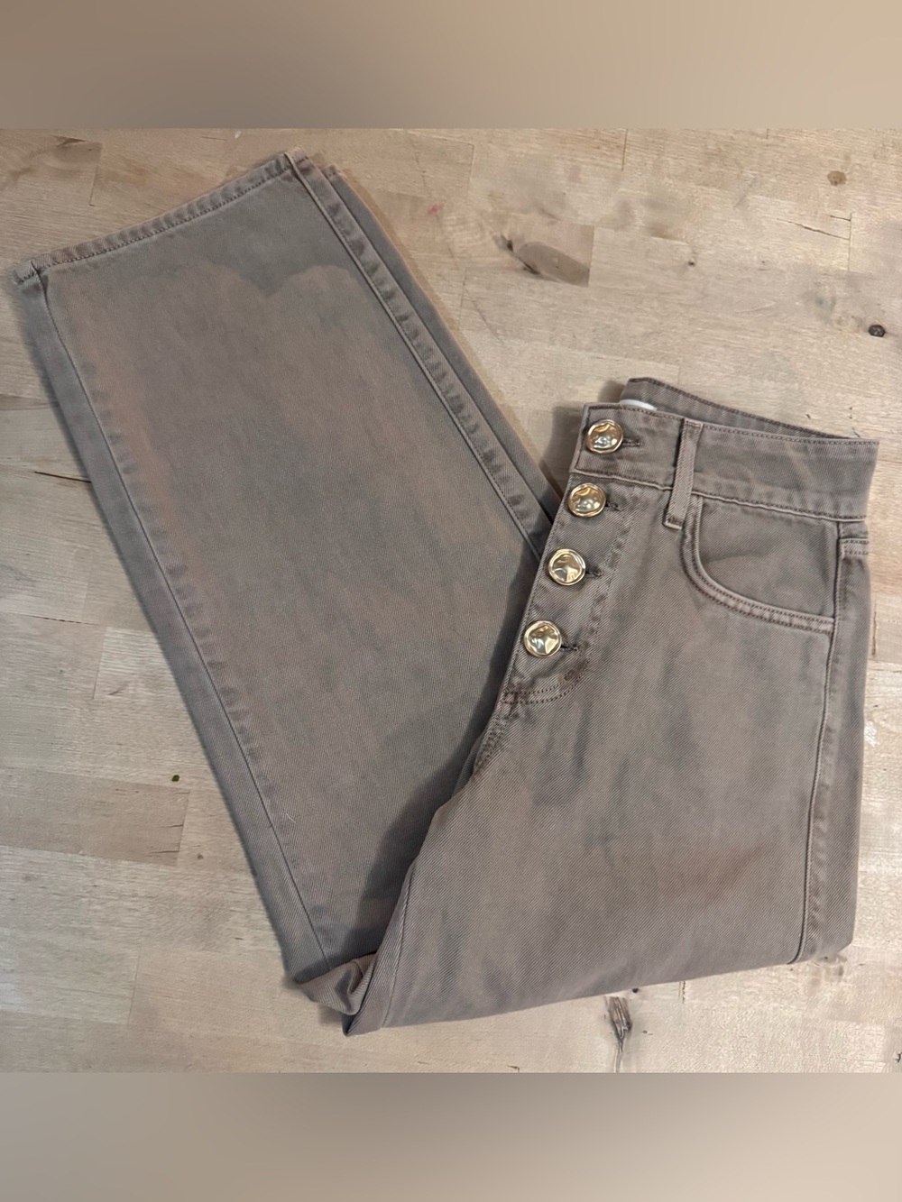 L'AGENCE Liora High-Rise Wide-Leg ankle khaki Jean - Picture 3 of 11